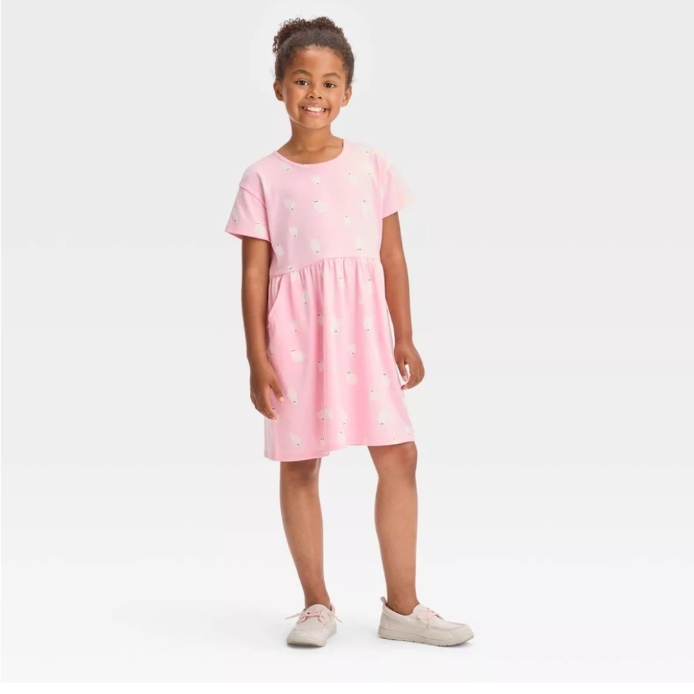 Cat & Jack Girl Ghost pink short sleeve dress| size 8